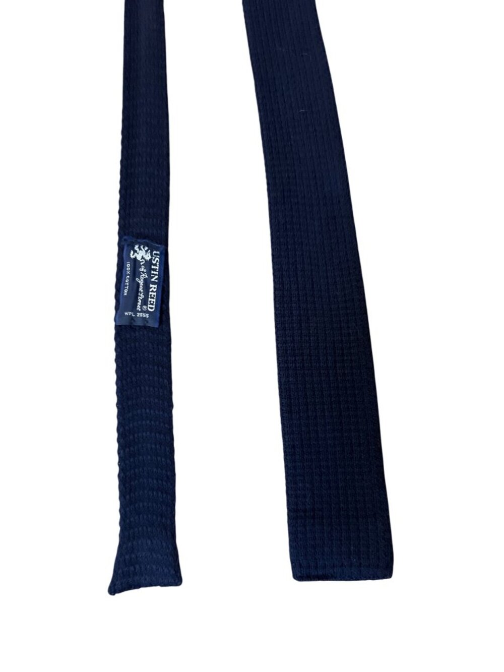 Vintage Austin Reed Navy Woven Skinny Tie 100% Cotton USA Used Preppy Ivy Leagu - Picture 6 of 11